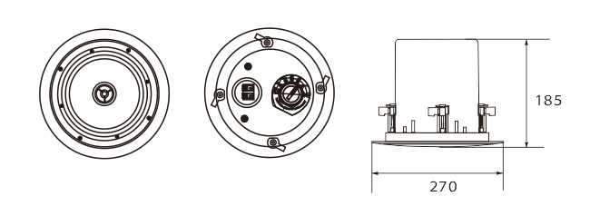 帶后罩型吸頂揚聲器尺寸圖