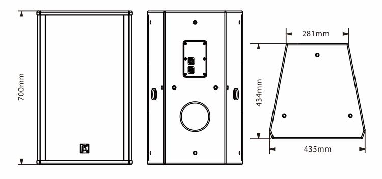 兩單元兩分頻全頻揚聲器尺寸圖