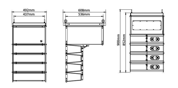 緊湊型有源線性陣列揚聲器尺寸圖