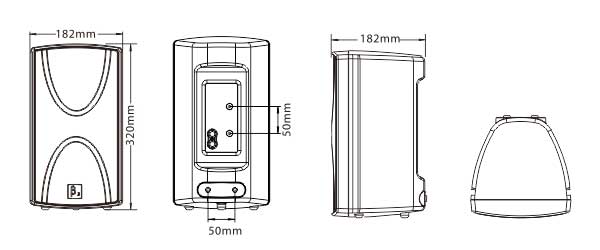 內置2分頻4英寸全頻揚聲器尺寸圖