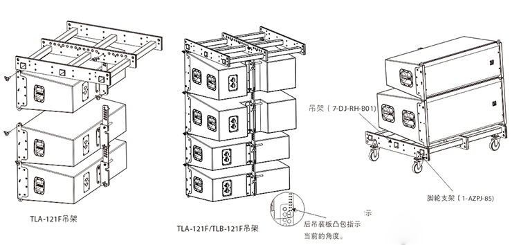 外置2分頻雙12英寸防水全頻線性陣列揚聲器安裝圖