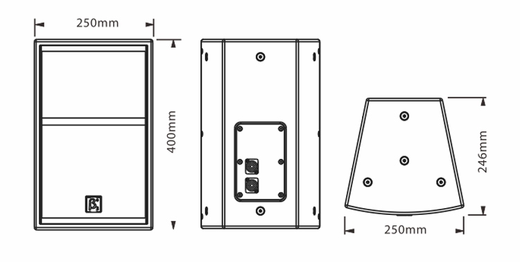 單8寸專業高效率音箱尺寸圖